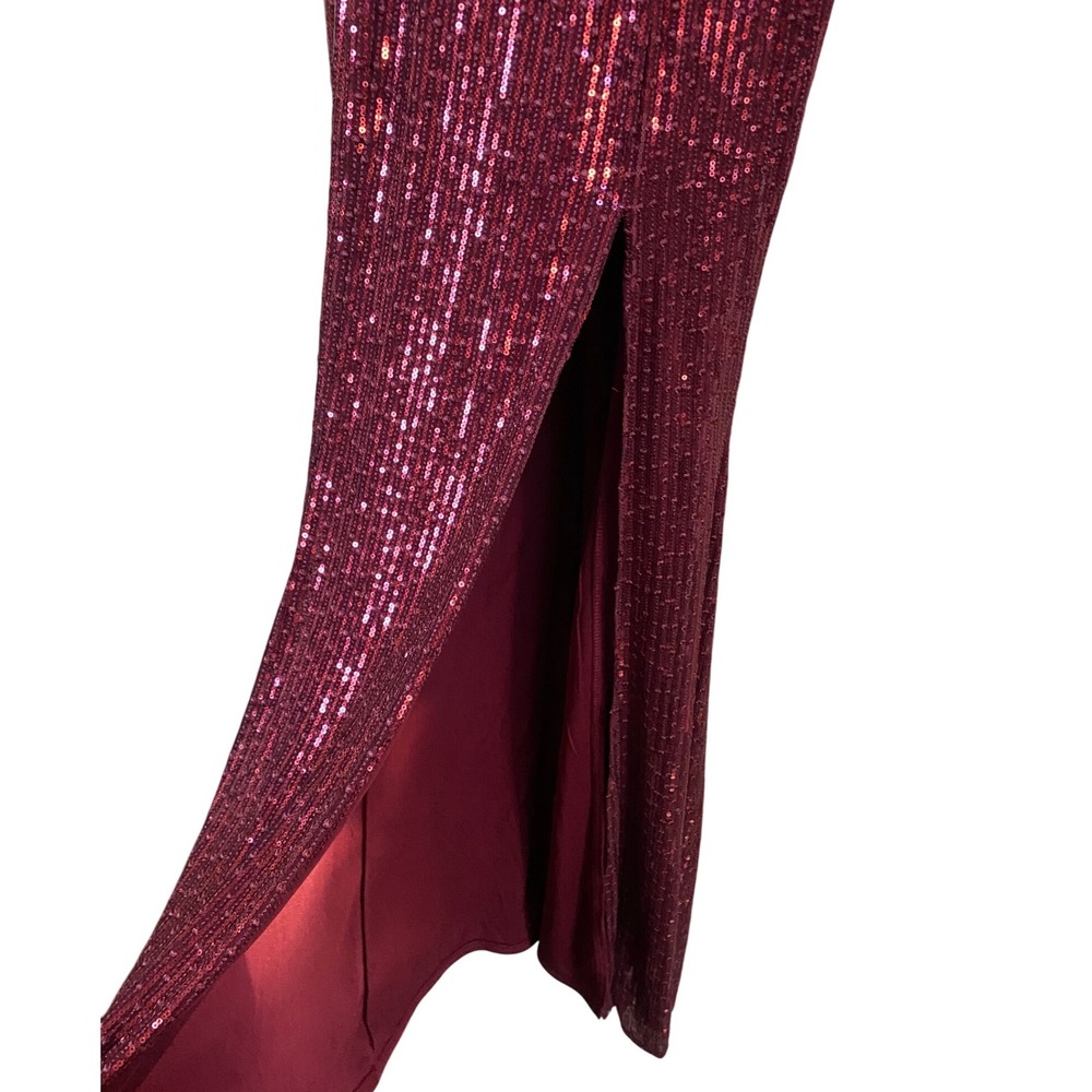 LULUS Catching Compliments Burgundy Sequin Maxi Dress Holiday Glam XS -NWT - Picture 7 of 16